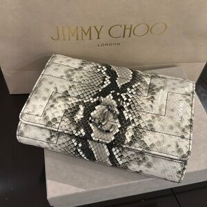 Jimmy Choo - Avenue Clutch - 
Roccia Snake Print Clutch Bag